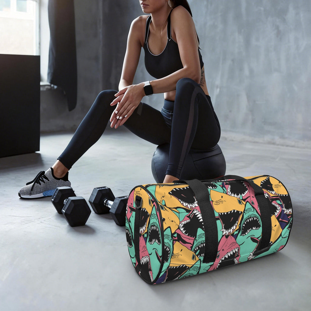 Scary Sharks Duffle Bag Duffle Bag Printed Offshore