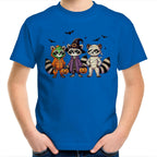 Halloween Raccoons - Kids Youth T-Shirt Bright Royal Kids Youth T-shirt Halloween Printed In Australia