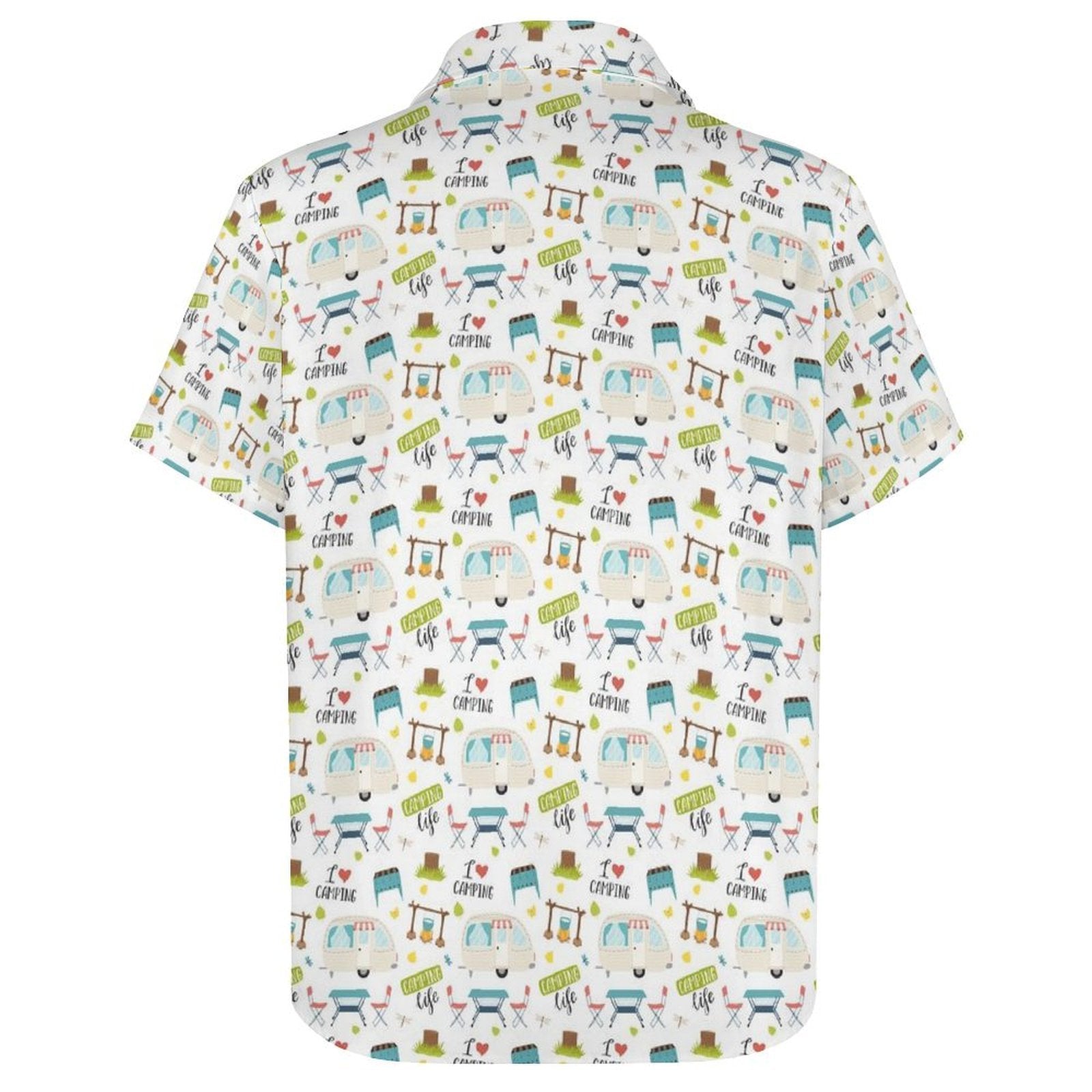 Camping Life, Retro Caravan - Women's Short-Sleeve Button Up Shirt