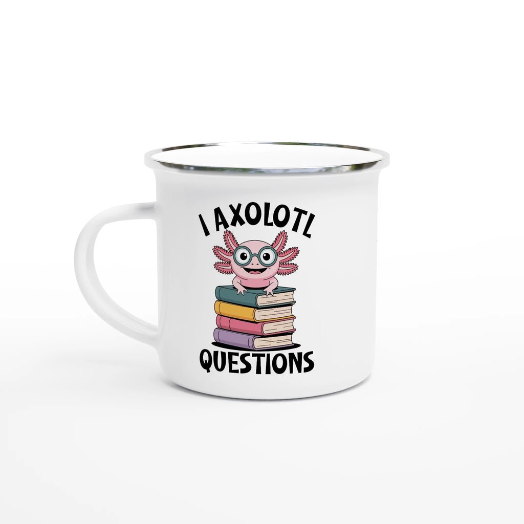 Personalised I Axolotl Questions White 12oz Enamel Mug Default Title Personalised Enamel Mug funny kids tee Globally Fulfilled Reading