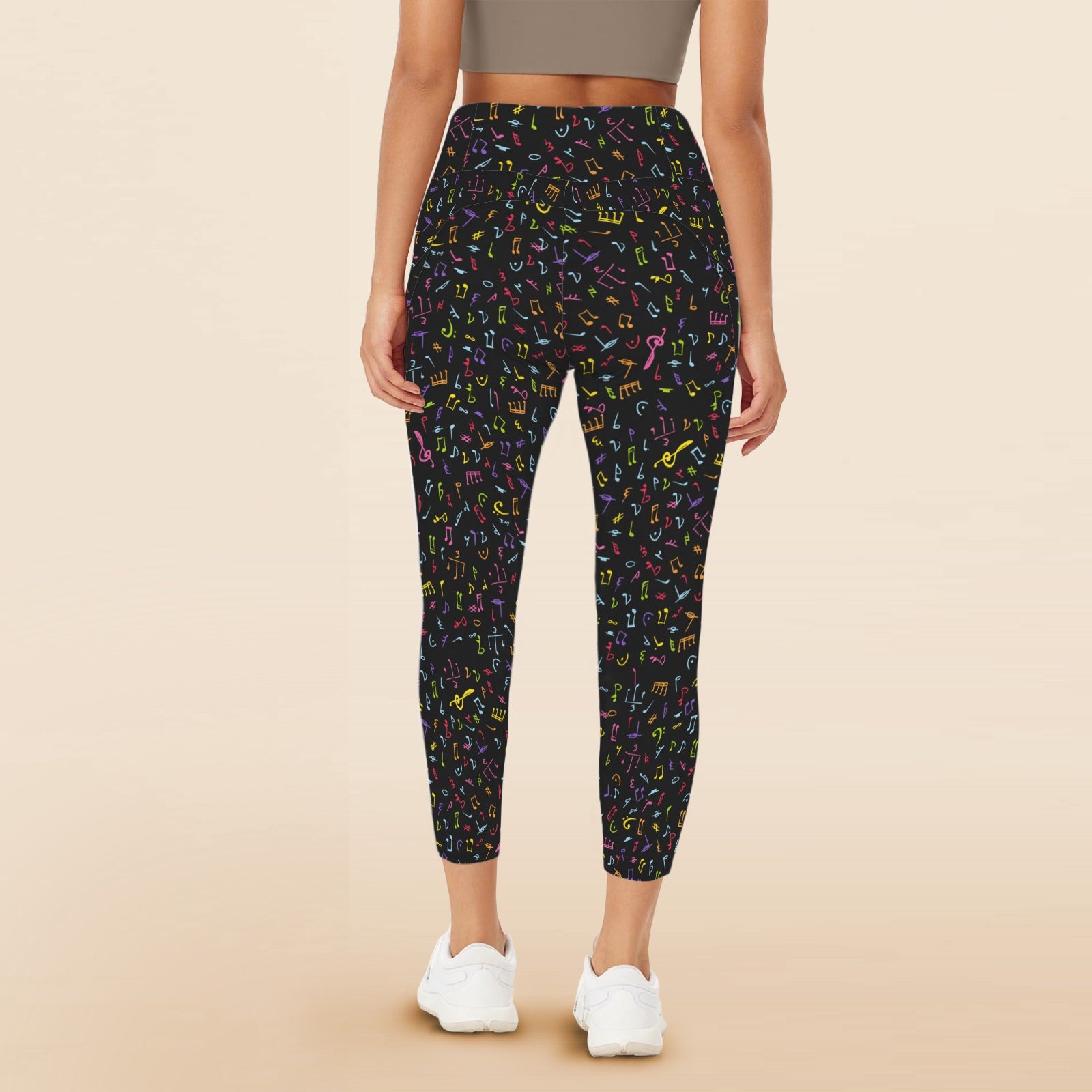 Music Notes - Women's High Waist Pockets Yoga Leggings