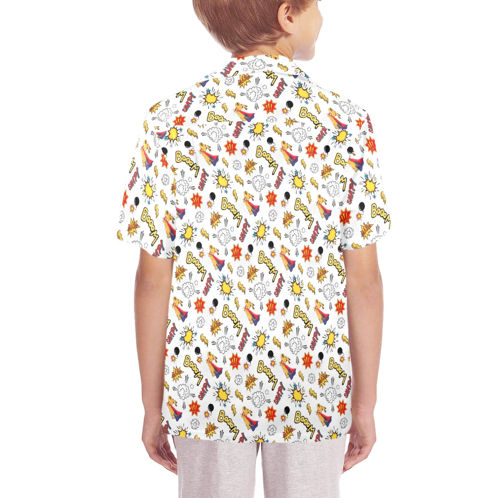 Super Dog Senior Kids Hawaiian Shirt Senior Kids Hawaiian Shirt 8-15 animal comic Printed Offshore