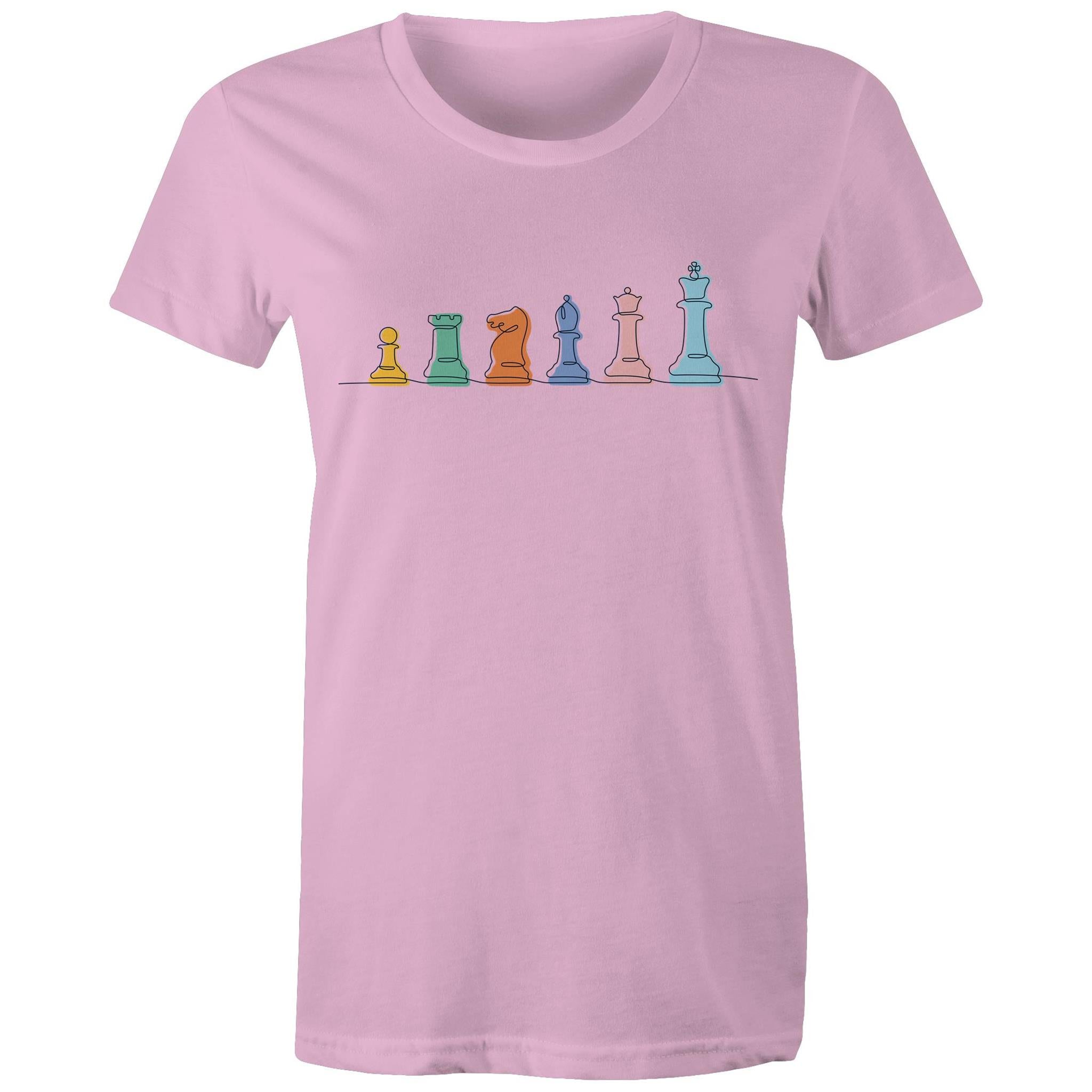 Chess - Womens T-shirt Pink Womens T-shirt Chess Games Printed In Australia