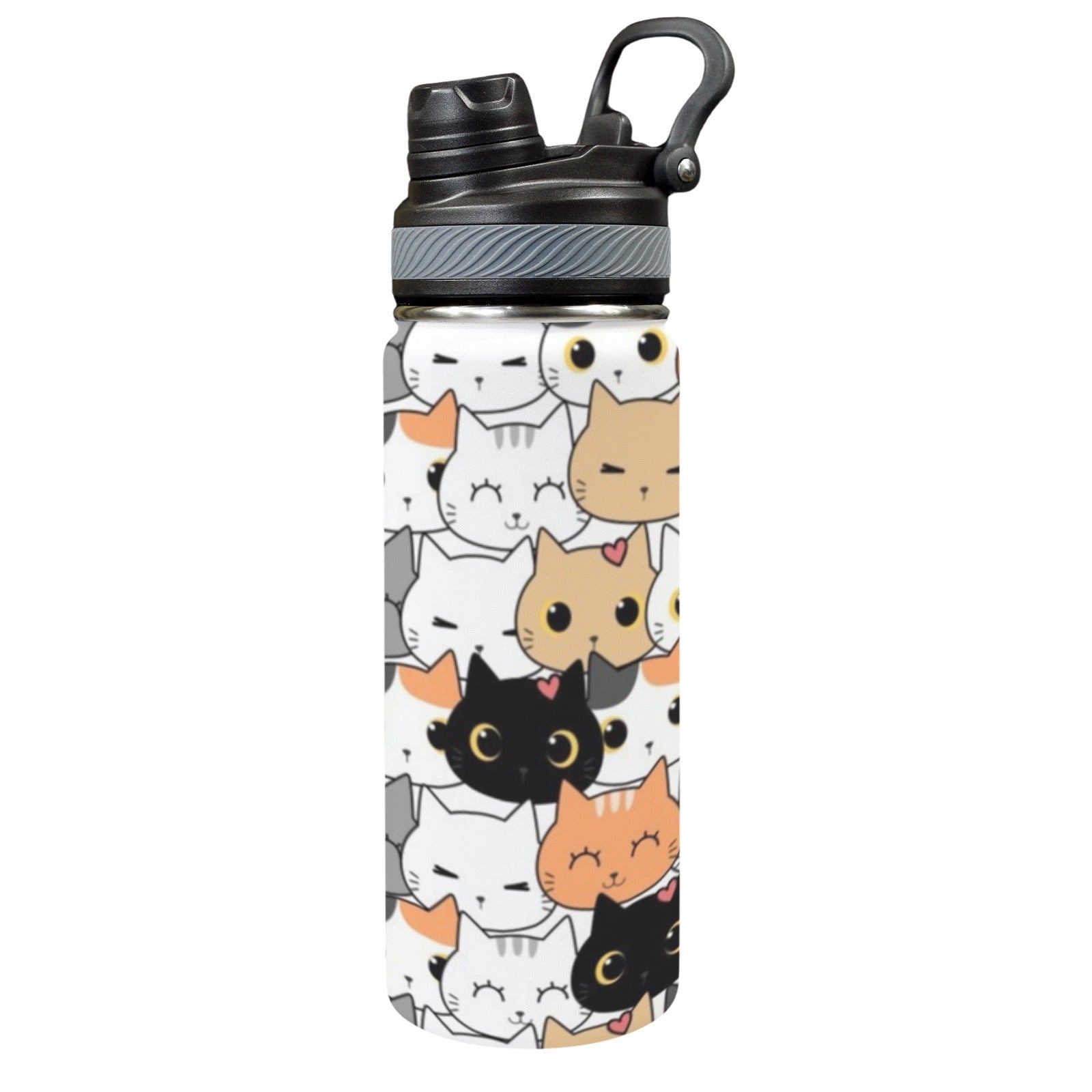 Cute Cartoon Cats - Insulated Water Bottle with Dual-Use Lid (18oz) One Size Insulated Water Bottle with Dual-Use Lid (18oz) animal Printed Offshore