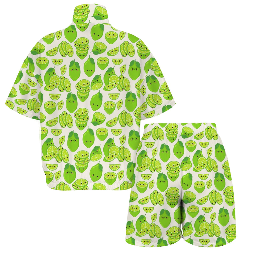Cute Limes Women's Windbreaker Short Set Women's Windbreaker Short Set Food Printed Offshore