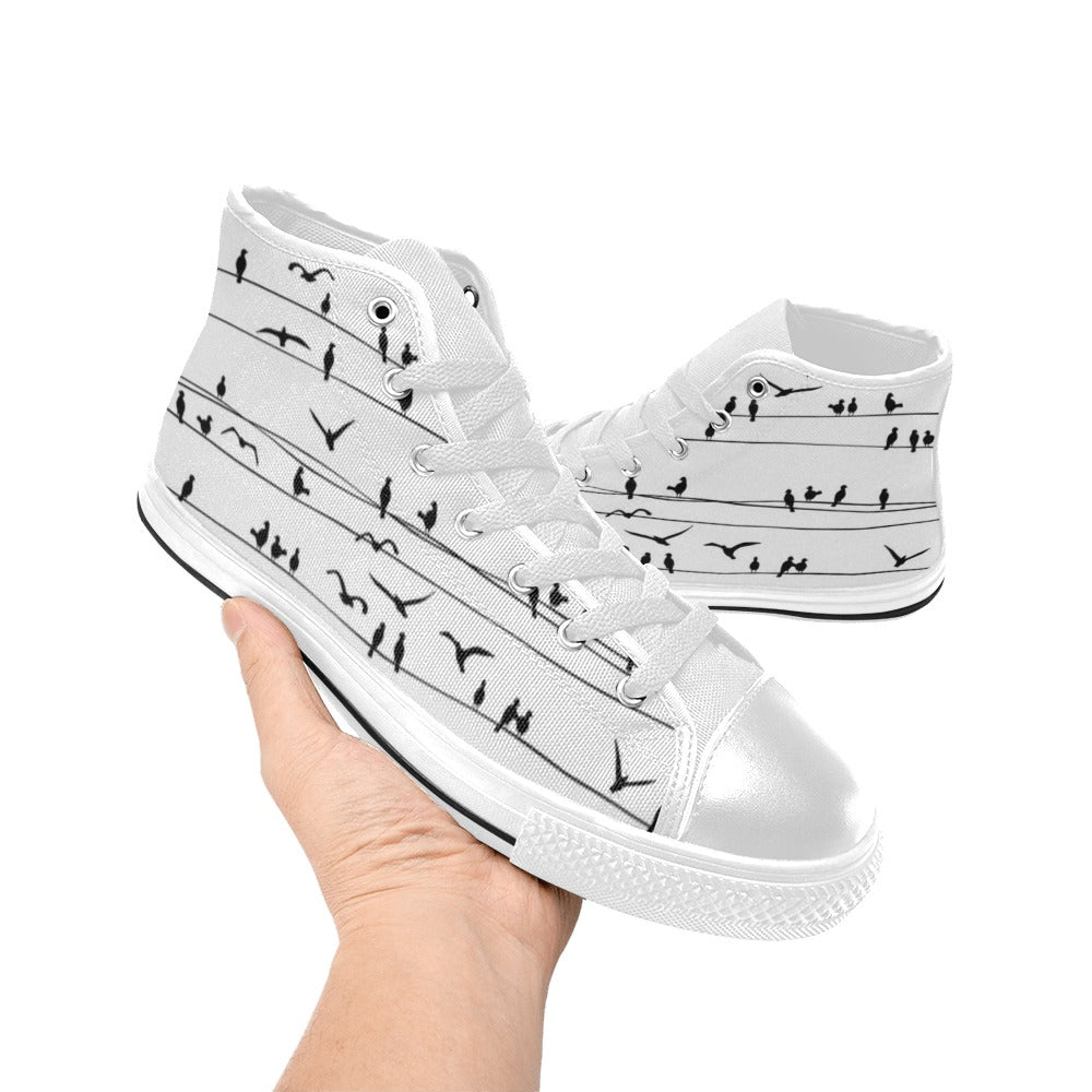 Birds On A Wire - Kids High Top Canvas Shoes