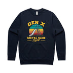 Gen X, Metal Slide Strong AS Colour Stencil Crew Sweatshirt Unisex Navy Sweatshirt Printed In Australia