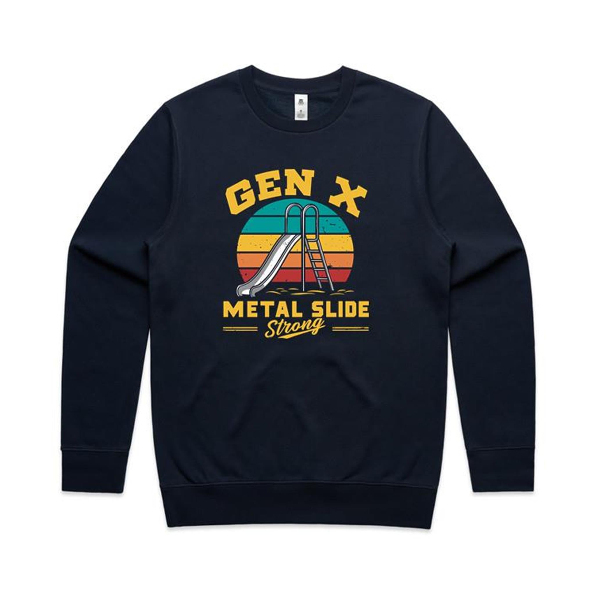 Gen X, Metal Slide Strong - AS Colour Stencil Crew Sweatshirt Navy
