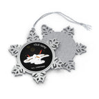 Personalised - Yay, Christmas, Melting Snowman - Christmas Pewter Snowflake Ornament