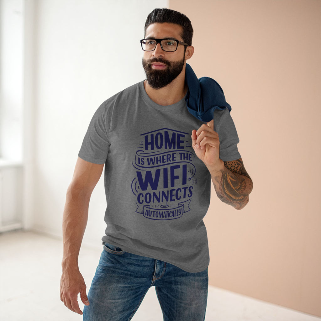 Home Is Where The WIFI Connects Automatically - Men's Staple Tee Athletic Heather Mens Premium T-Shirt Printed in AU and US Tech