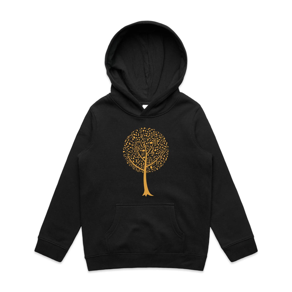 Music Tree - Kids Hoodie Black Kids Hoodie Printed In Australia