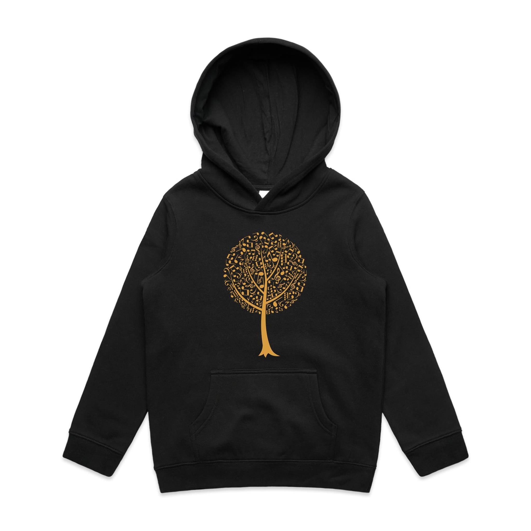 Music Tree - Kids Hoodie Black Kids Hoodie Printed In Australia