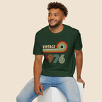 Turning 50 Vintage 1976 Retro Stripes Unisex T-Shirt Unisex Adult T-shirt Birthday Globally Fulfilled