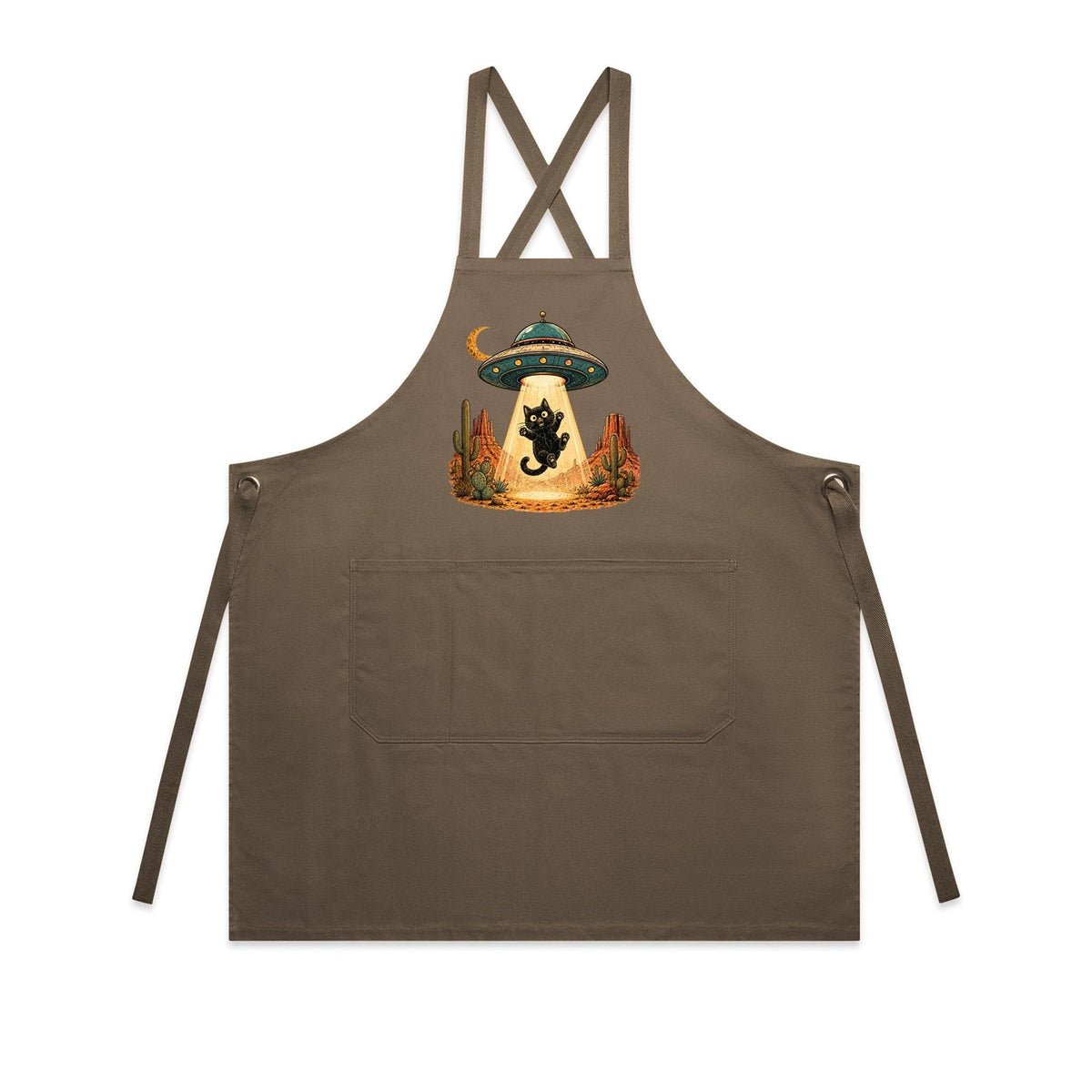 Black Cat Alien UFO Abduction AS Colour Carrie Apron