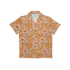 Orange Retro Floral Junior Kids Hawaiian Shirt