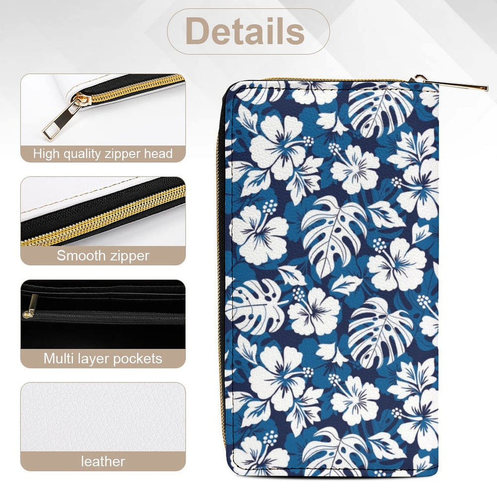 Blue Hawaiian Flower -  PU Leather Wallet