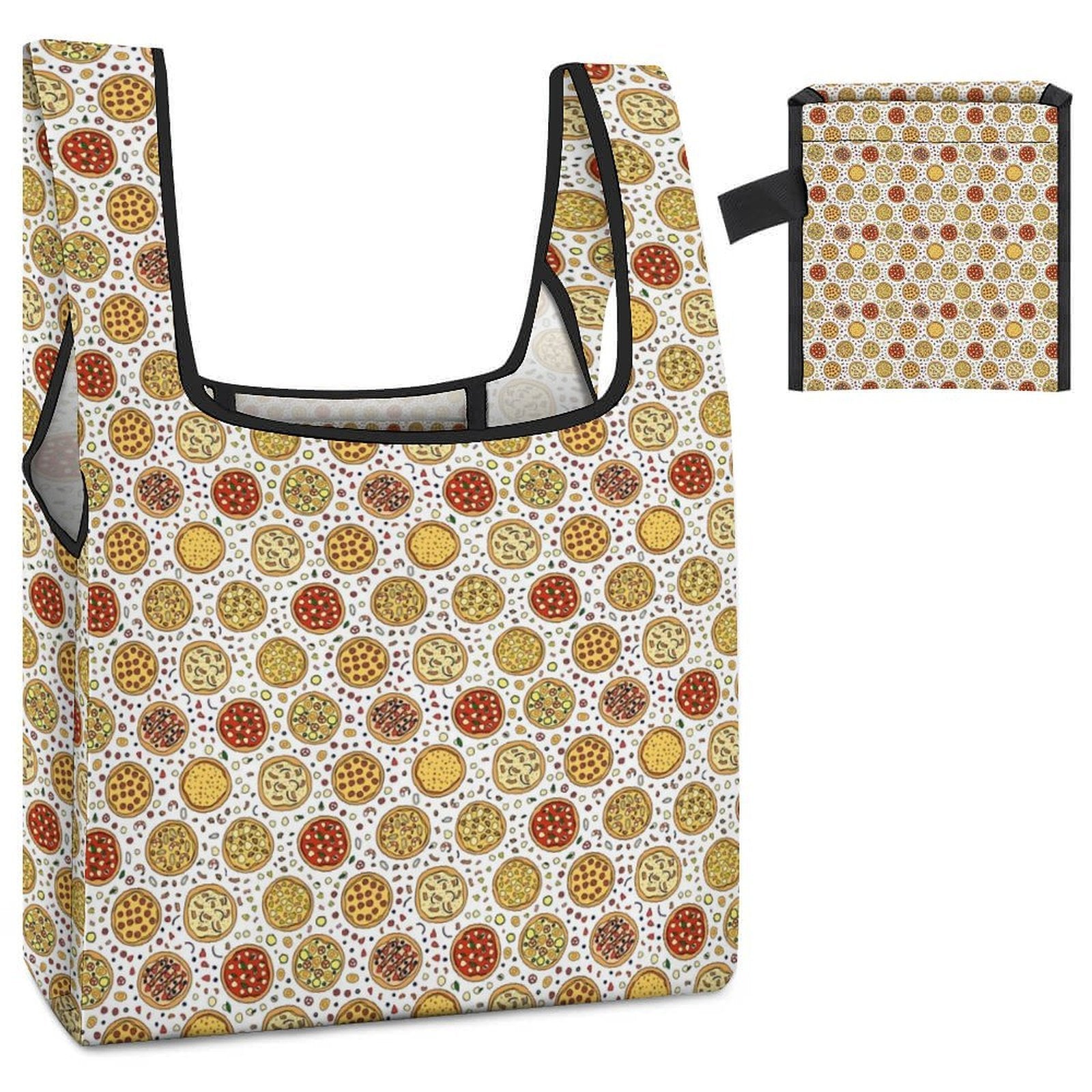 Round Pizzas On White Foldable Shopping Bag