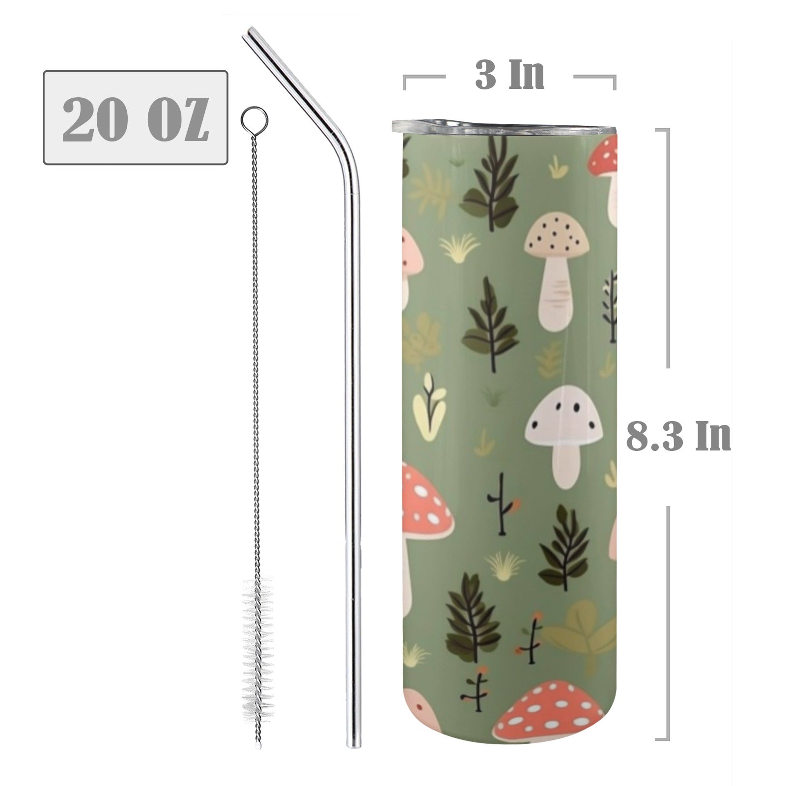 Toadstools - 20oz Tall Skinny Tumbler with Lid and Straw