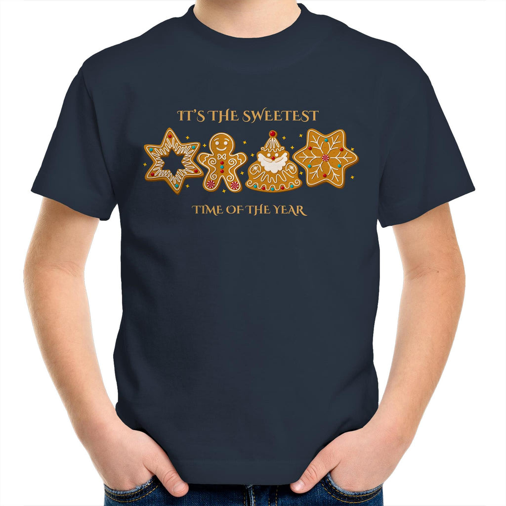 Gingerbread, It's The Sweetest Time Of The Year, Christmas - Kids Youth T-Shirt Navy Kids Christmas T-shirt Christmas Printed In Australia