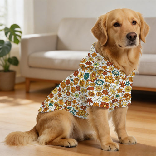 70's Style Floral Pet Hoodie (Large Size)
