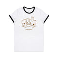 Think Positive, Maths Women's AS Colour Ringer Tee White Black Womens Ringer T-shirt Maths Positivity Printed In Australia
