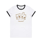 Think Positive, Maths - Women's Ringer Tee White Black Womens Ringer T-shirt Maths Positivity Printed In Australia