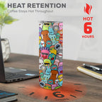 Happy Monsters - 20oz Tall Skinny Tumbler with Lid and Straw