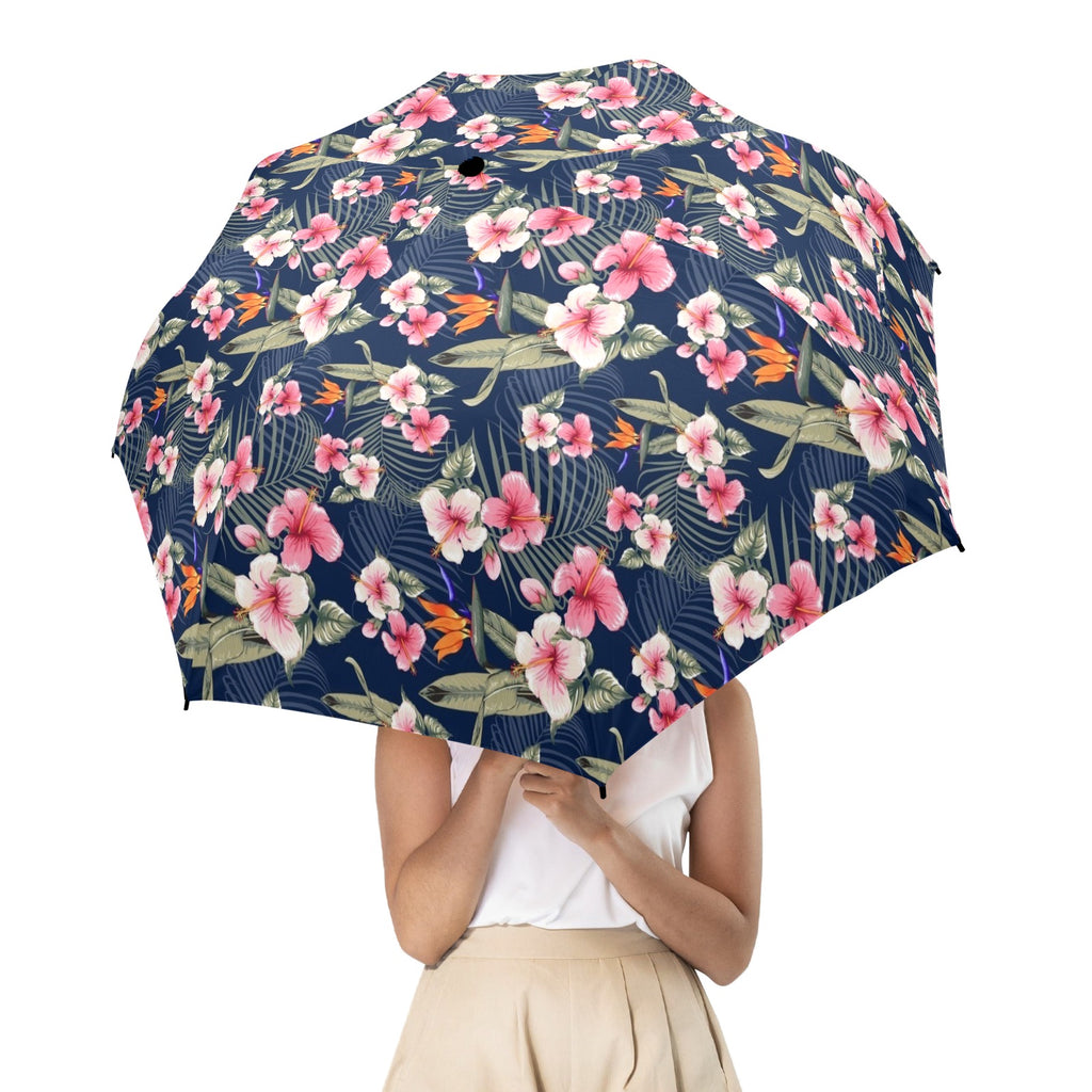 Dark Hawaiian Floral Umbrella Umbrella Plants Printed Offshore