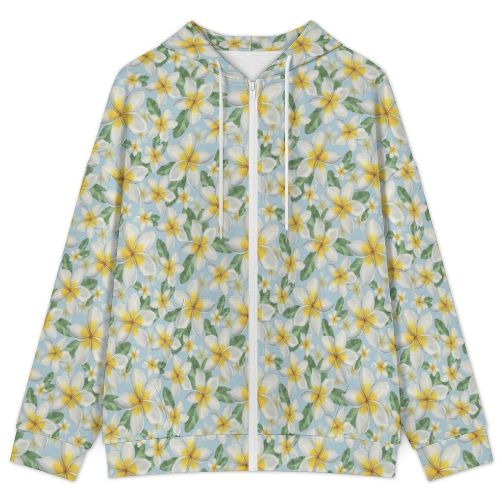 Delicate Frangipani Women's Full-Zip Hoodie
