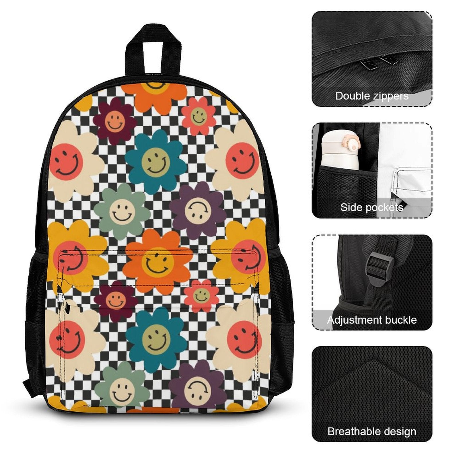 Happy Retro Flowers - Three Piece Backpack Set