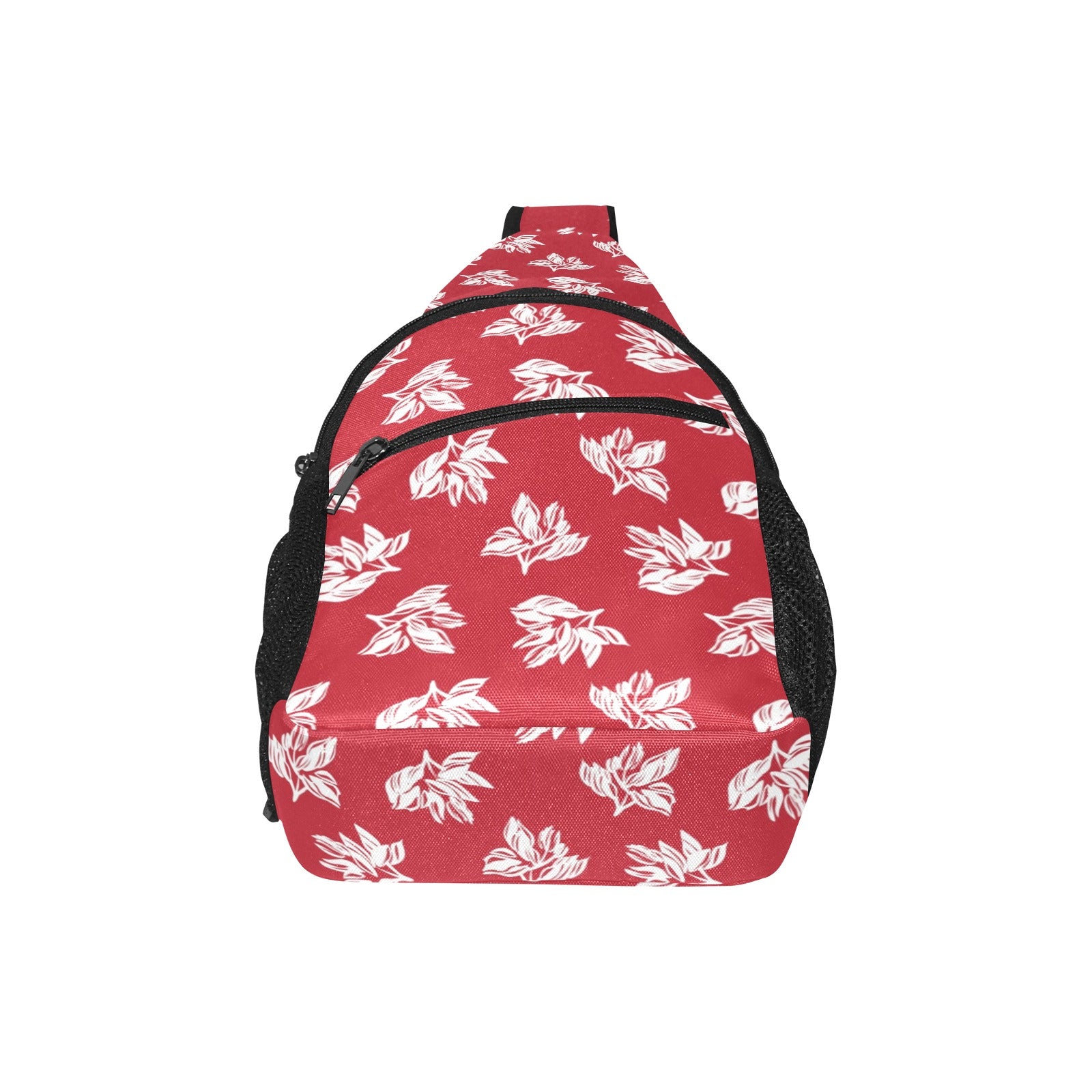 Red Retro Foliage, Hawaiian Flower - Chest Bag