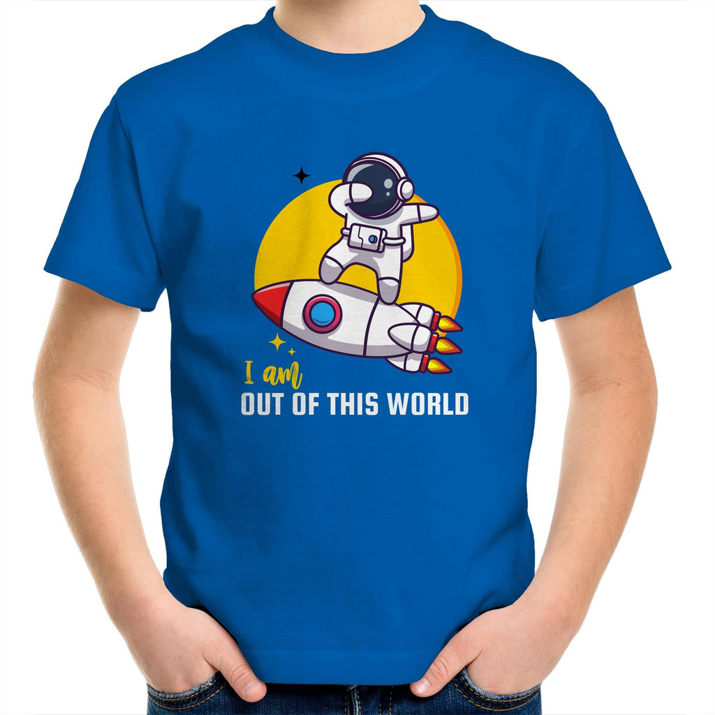 I Am Out Of This World, Astronaut - Kids Youth T-Shirt Bright Royal Kids Youth T-shirt Printed In Australia Space