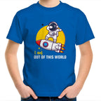 I Am Out Of This World, Astronaut - Kids Youth T-Shirt Bright Royal Kids Youth T-shirt Printed In Australia Space