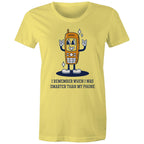 I Remember When I Was Smarter Than My Phone - Womens T-shirt Yellow Womens T-shirt Printed In Australia Retro Tech