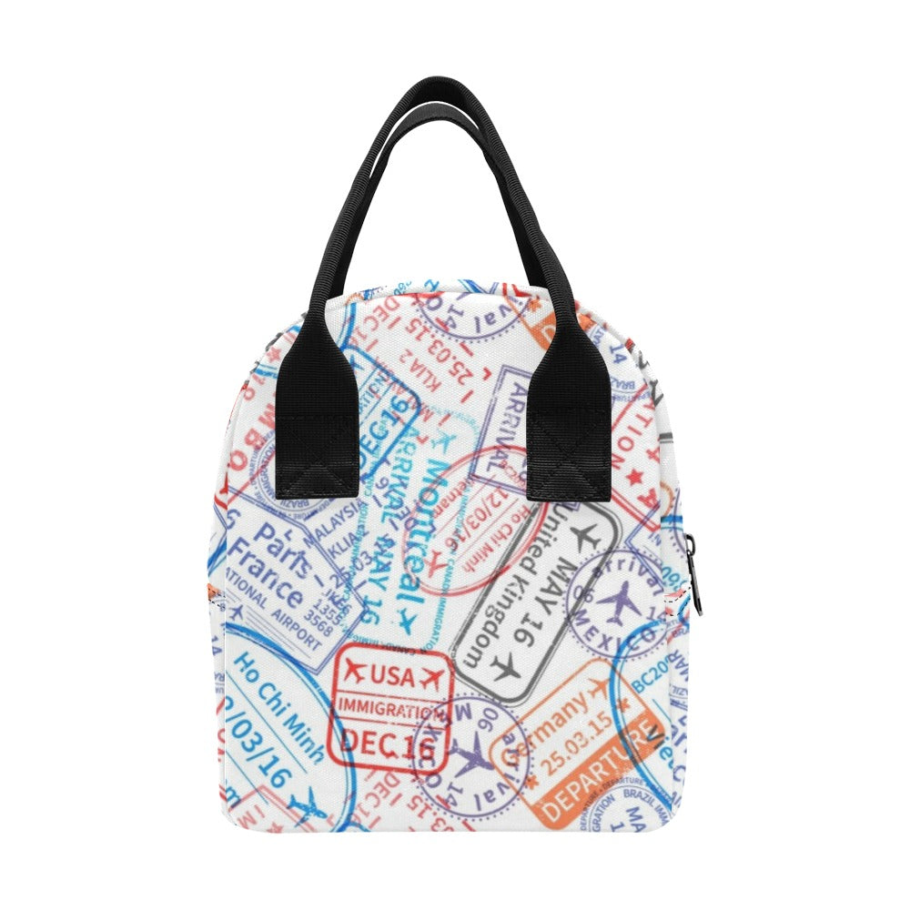 Travel Stamps Zipper Lunch Bag Zipper Lunch Bag Printed Offshore