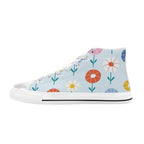 Abstract Cute Flowers Men's High Top Canvas Shoes US12 Men's Classic High Top Canvas Shoes Plants Printed Offshore