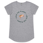 Love The Planet, Turtle - Womens Scoop Neck T-Shirt Grey Marle Womens Scoop Neck T-shirt animal Environment Printed In Australia