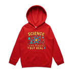Science, Like Magic But Real - Kids Hoodie Red Kids Hoodie Printed In Australia Science