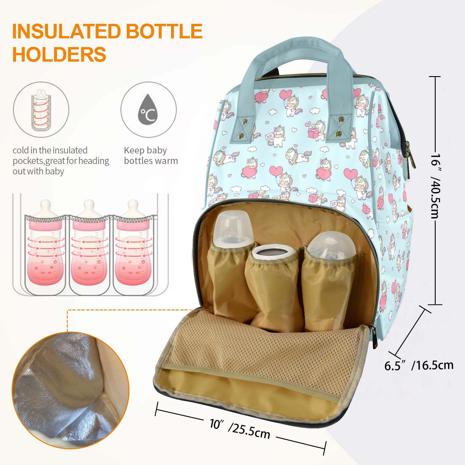 Rainbow Unicorn Multi-Function Backpack, Nappy / Diaper Bag Multi-function Backpack, Nappy / Diaper Bag animal Printed Offshore