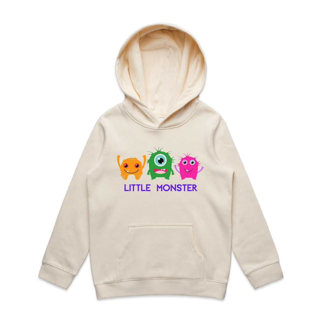 Little Monster - Kids Hoodie Ecru Kids Hoodie Printed In Australia