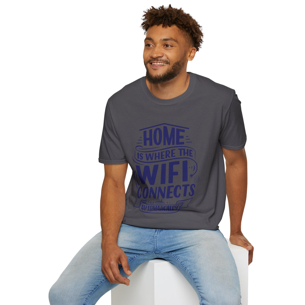 Home Is Where The WIFI Connects Automatically - Unisex Softstyle T-Shirt