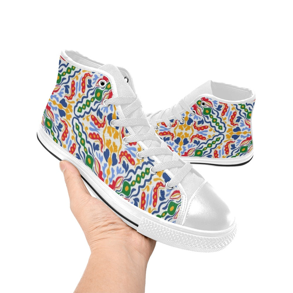 Bright Burst Women's High Top Canvas Shoes Womens Classic High Top Shoes Printed Offshore