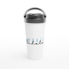 Inhale, Exhale - White 15oz Stainless Steel Travel Mug Travel Mug Globally Fulfilled motivation positivity