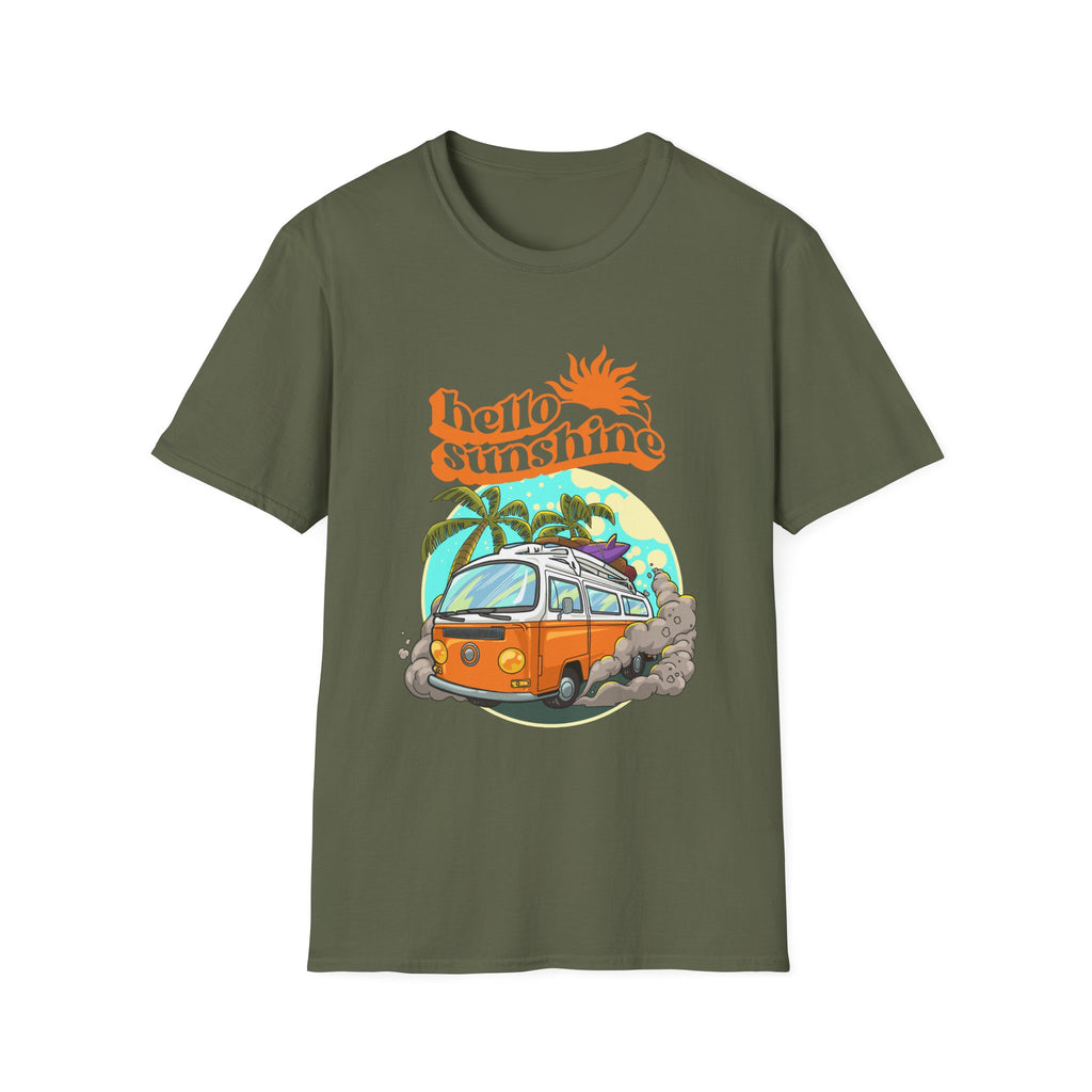 Hello Sunshine, Beach Van - Unisex Softstyle T-Shirt
