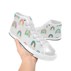 Cloud Rainbows - Kids High Top Canvas Shoes