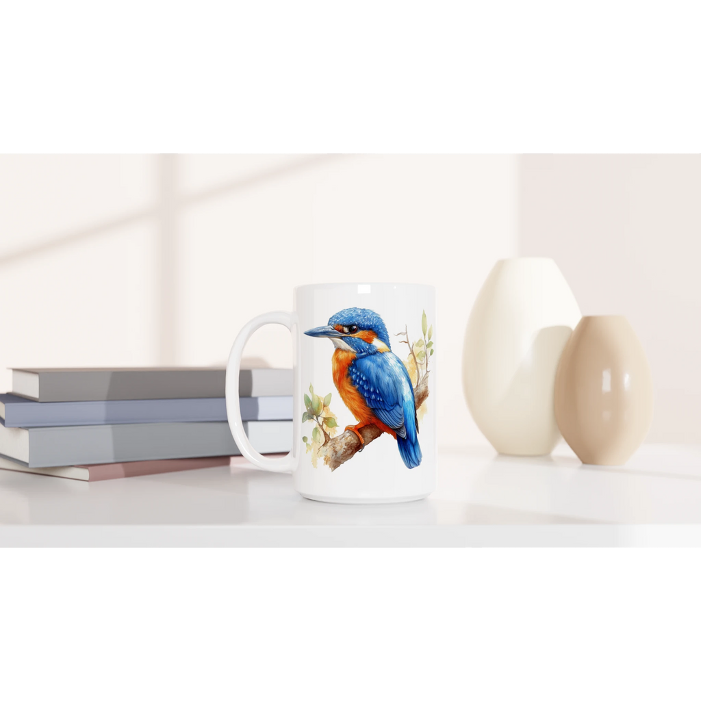 Personalise - Kingfisher, Australian Birds - White 15oz Ceramic Mug Personalised 15oz Mug animal Globally Fulfilled