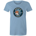 Addicted To Coffee - Womens T-shirt Carolina Blue Womens T-shirt Coffee Printed In Australia