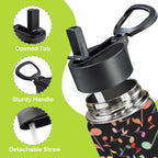Quavers, Music Notes 12oz Kids Water Bottle with Straw Lid