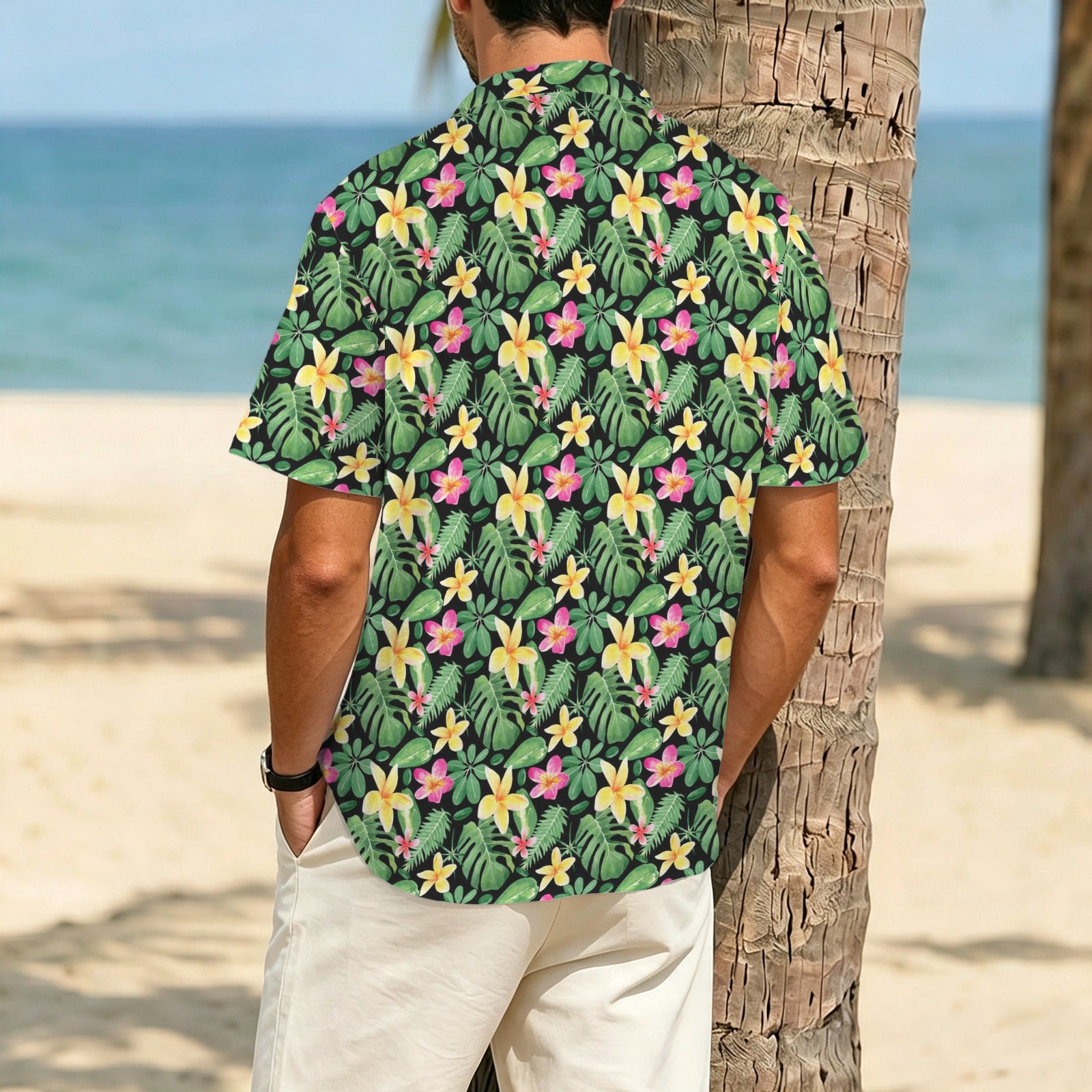 Frangipani Men's Crinkle Hawaiian Shirt