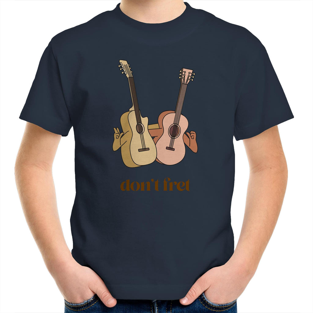 Don't Fret, Guitars - Kids Youth T-Shirt Navy Kids Youth T-shirt Music Printed In Australia